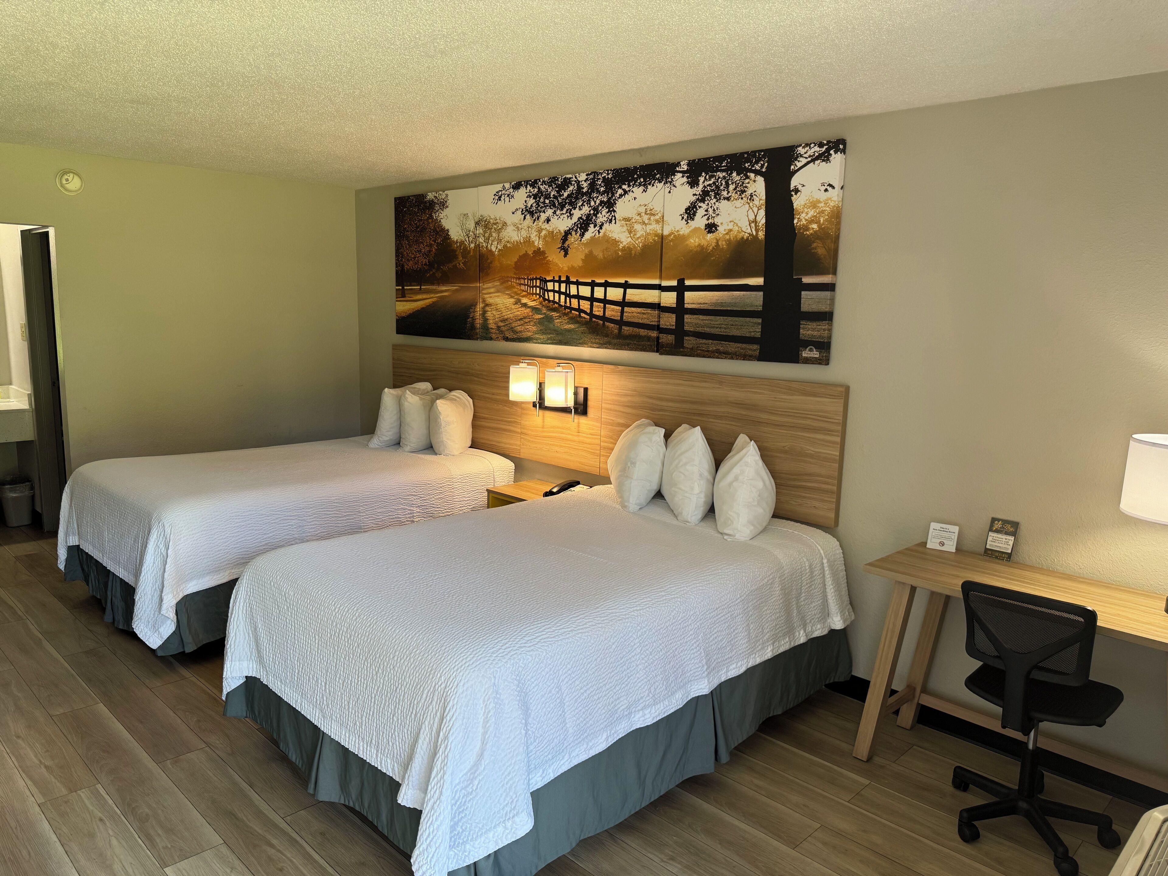 Double Room with Two Double Beds and Roll-in Shower - Mobility/Hearing Accessible - Non-Smoking